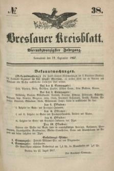 Breslauer Kreisblatt. Jg.24, № 38 (19. September 1857) + dod.