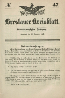 Breslauer Kreisblatt. Jg.24, № 47 (21 November 1857) + dod.