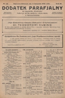 Dodatek Parafjalny do tygodnika „Niedziela” Parafji Matki Boskiej Anielskiej w Dąbrowie-Górniczej. 1936, nr 45