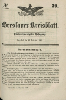 Breslauer Kreisblatt. Jg.25, № 39 (25 September 1858)
