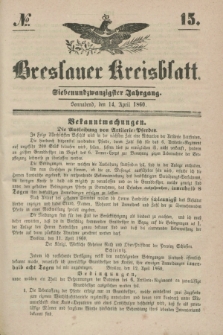 Breslauer Kreisblatt. Jg.27, № 15 (14 April 1860) + dod.