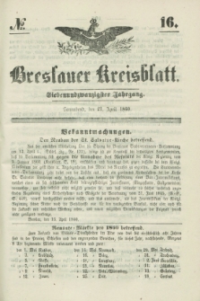 Breslauer Kreisblatt. Jg.27, № 16 (21 April 1860) + dod.