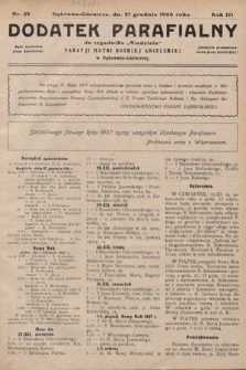 Dodatek Parafjalny do tygodnika „Niedziela” Parafji Matki Boskiej Anielskiej w Dąbrowie-Górniczej. 1936, nr 52