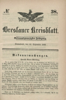 Breslauer Kreisblatt. Jg.27, № 38 (22 September 1860) + dod.