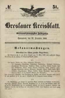 Breslauer Kreisblatt. Jg.27, № 51 (22 December 1860)