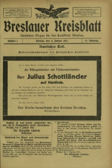 Breslauer Kreisblatt : amtliches Organ für den Landkreis Breslau. Jg.79, nr 1 (4 Januar 1911) + wkładka
