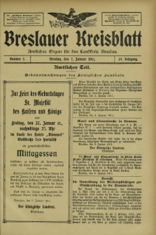 Breslauer Kreisblatt : amtliches Organ für den Landkreis Breslau. Jg.79, nr 2 (7 Januar 1911) + dod.