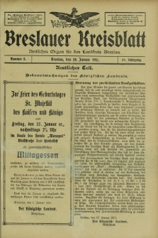 Breslauer Kreisblatt : amtliches Organ für den Landkreis Breslau. Jg.79, nr 5 (18 Januar 1911)