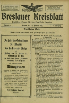 Breslauer Kreisblatt : amtliches Organ für den Landkreis Breslau. Jg.79, nr 6 (21 Januar 1911) + dod.