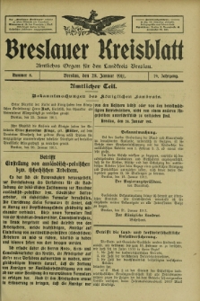 Breslauer Kreisblatt : amtliches Organ für den Landkreis Breslau. Jg.79, nr 8 (28 Januar 1911)