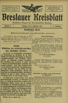 Breslauer Kreisblatt : amtliches Organ für den Landkreis Breslau. Jg.79, nr 9 (1 Februar 1911)