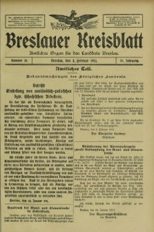 Breslauer Kreisblatt : amtliches Organ für den Landkreis Breslau. Jg.79, nr 10 (4 Februar 1911) + dod.