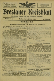 Breslauer Kreisblatt : amtliches Organ für den Landkreis Breslau. Jg.79, nr 12 (11 Februar 1911) + dod.