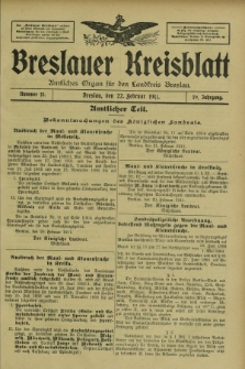 Breslauer Kreisblatt : amtliches Organ für den Landkreis Breslau. Jg.79, nr 15 (22 Februar 1911)