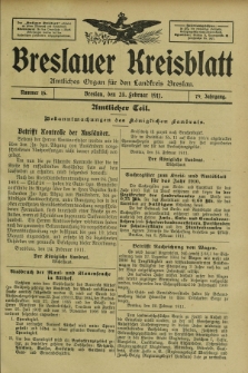 Breslauer Kreisblatt : amtliches Organ für den Landkreis Breslau. Jg.79, nr 16 (25 Februar 1911) + dod.