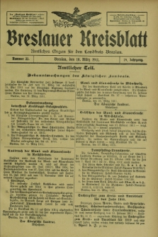 Breslauer Kreisblatt : amtliches Organ für den Landkreis Breslau. Jg.79, nr 22 (18 März 1911) + dod.
