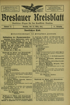 Breslauer Kreisblatt : amtliches Organ für den Landkreis Breslau. Jg.79, nr 23 (22 März 1911) + dod.