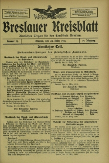 Breslauer Kreisblatt : amtliches Organ für den Landkreis Breslau. Jg.79, nr 24 (25 März 1911) + dod.