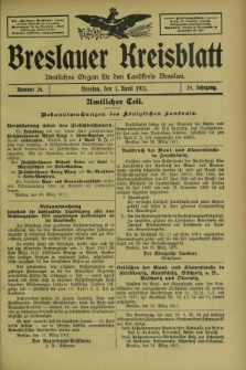 Breslauer Kreisblatt : amtliches Organ für den Landkreis Breslau. Jg.79, nr 26 (1 April 1911) + dod.