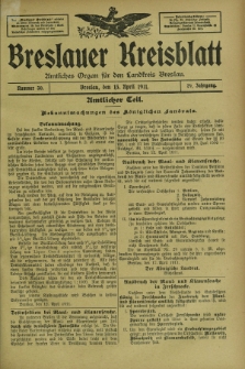 Breslauer Kreisblatt : amtliches Organ für den Landkreis Breslau. Jg.79, nr 30 (15 April 1911) + dod.