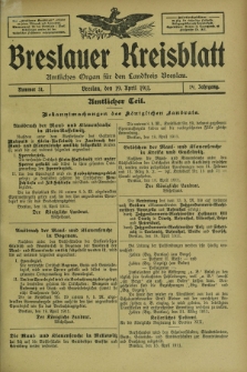 Breslauer Kreisblatt : amtliches Organ für den Landkreis Breslau. Jg.79, nr 31 (19 April 1911) + dod.