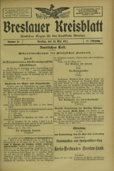 Breslauer Kreisblatt : amtliches Organ für den Landkreis Breslau. Jg.79, nr 38 (13 Mai 1911) + dod.