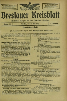 Breslauer Kreisblatt : amtliches Organ für den Landkreis Breslau. Jg.79, nr 43 (31 Mai 1911) + dod.