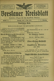 Breslauer Kreisblatt : amtliches Organ für den Landkreis Breslau. Jg.79, nr 44 (3 Juni 1911) + dod.