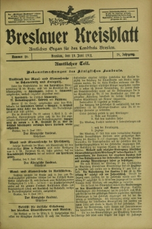 Breslauer Kreisblatt : amtliches Organ für den Landkreis Breslau. Jg.79, nr 46 (10 Juni 1911) + dod.