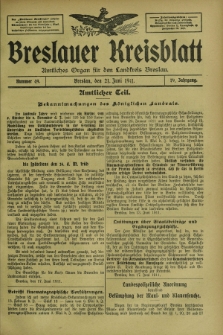 Breslauer Kreisblatt : amtliches Organ für den Landkreis Breslau. Jg.79, nr 49 (21 Juni 1911) + dod.