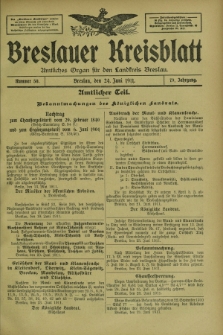 Breslauer Kreisblatt : amtliches Organ für den Landkreis Breslau. Jg.79, nr 50 (24 Juni 1911) + dod.