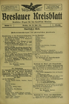 Breslauer Kreisblatt : amtliches Organ für den Landkreis Breslau. Jg.79, nr 51 (28 Juni 1911) + dod.