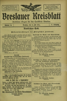Breslauer Kreisblatt : amtliches Organ für den Landkreis Breslau. Jg.79, nr 54 (8 Juli 1911) + dod.