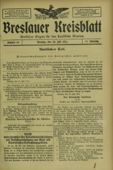Breslauer Kreisblatt : amtliches Organ für den Landkreis Breslau. Jg.79, nr 59 (26 Juli 1911) + dod.