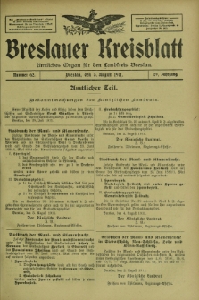 Breslauer Kreisblatt : amtliches Organ für den Landkreis Breslau. Jg.79, nr 62 (5 August 1911) + dod.