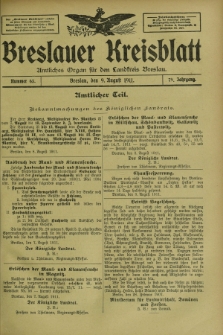 Breslauer Kreisblatt : amtliches Organ für den Landkreis Breslau. Jg.79, nr 63 (9 August 1911)