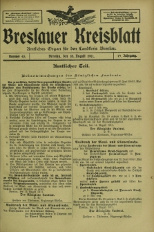 Breslauer Kreisblatt : amtliches Organ für den Landkreis Breslau. Jg.79, nr 65 (16 August 1911)