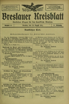 Breslauer Kreisblatt : amtliches Organ für den Landkreis Breslau. Jg.79, nr 67 (23 August 1911) + dod.