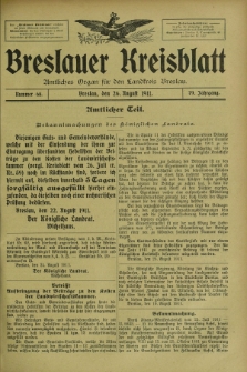 Breslauer Kreisblatt : amtliches Organ für den Landkreis Breslau. Jg.79, nr 68 (26 August 1911) + dod.