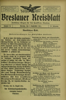 Breslauer Kreisblatt : amtliches Organ für den Landkreis Breslau. Jg.79, nr 70 (2 September 1911) + dod.