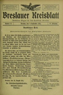 Breslauer Kreisblatt : amtliches Organ für den Landkreis Breslau. Jg.79, nr 72 (9 September 1911) + dod.