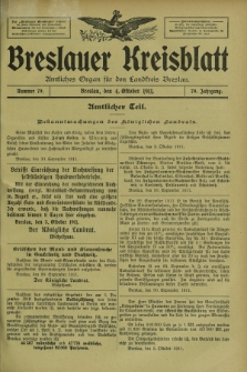 Breslauer Kreisblatt : amtliches Organ für den Landkreis Breslau. Jg.79, nr 79 (4 Oktober 1911)