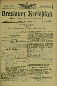 Breslauer Kreisblatt : amtliches Organ für den Landkreis Breslau. Jg.79, nr 81 (11 Oktober 1911) + dod.
