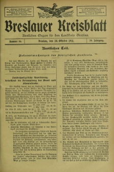 Breslauer Kreisblatt : amtliches Organ für den Landkreis Breslau. Jg.79, nr 86 (28 Oktober 1911) + dod.