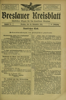 Breslauer Kreisblatt : amtliches Organ für den Landkreis Breslau. Jg.79, nr 92 (18 November 1911) + dod.