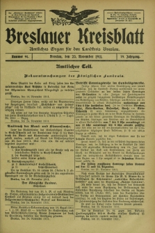 Breslauer Kreisblatt : amtliches Organ für den Landkreis Breslau. Jg.79, nr 94 (25 November 1911) + dod.