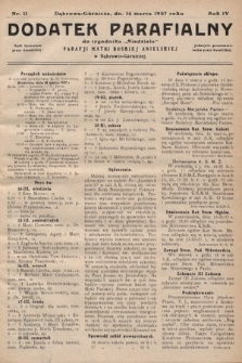 Dodatek Parafjalny do tygodnika „Niedziela” Parafji Matki Boskiej Anielskiej w Dąbrowie-Górniczej. 1937, nr 11