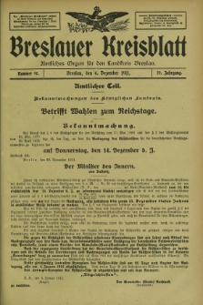 Breslauer Kreisblatt : amtliches Organ für den Landkreis Breslau. Jg.79, nr 97 (6 Dezember 1911) + dod.