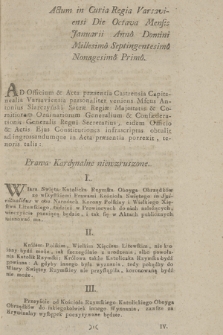 Actum in Curia Regia Varsaviensi Die Octava Mensis Januarii Anno Domini Millesimo Septingentesimo Nonagesimo Primo ... : Prawa Kardynalne Niewzruszone