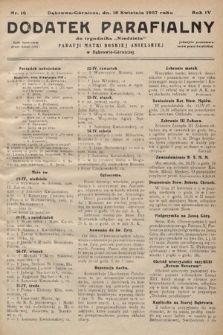 Dodatek Parafjalny do tygodnika „Niedziela” Parafji Matki Boskiej Anielskiej w Dąbrowie-Górniczej. 1937, nr 16